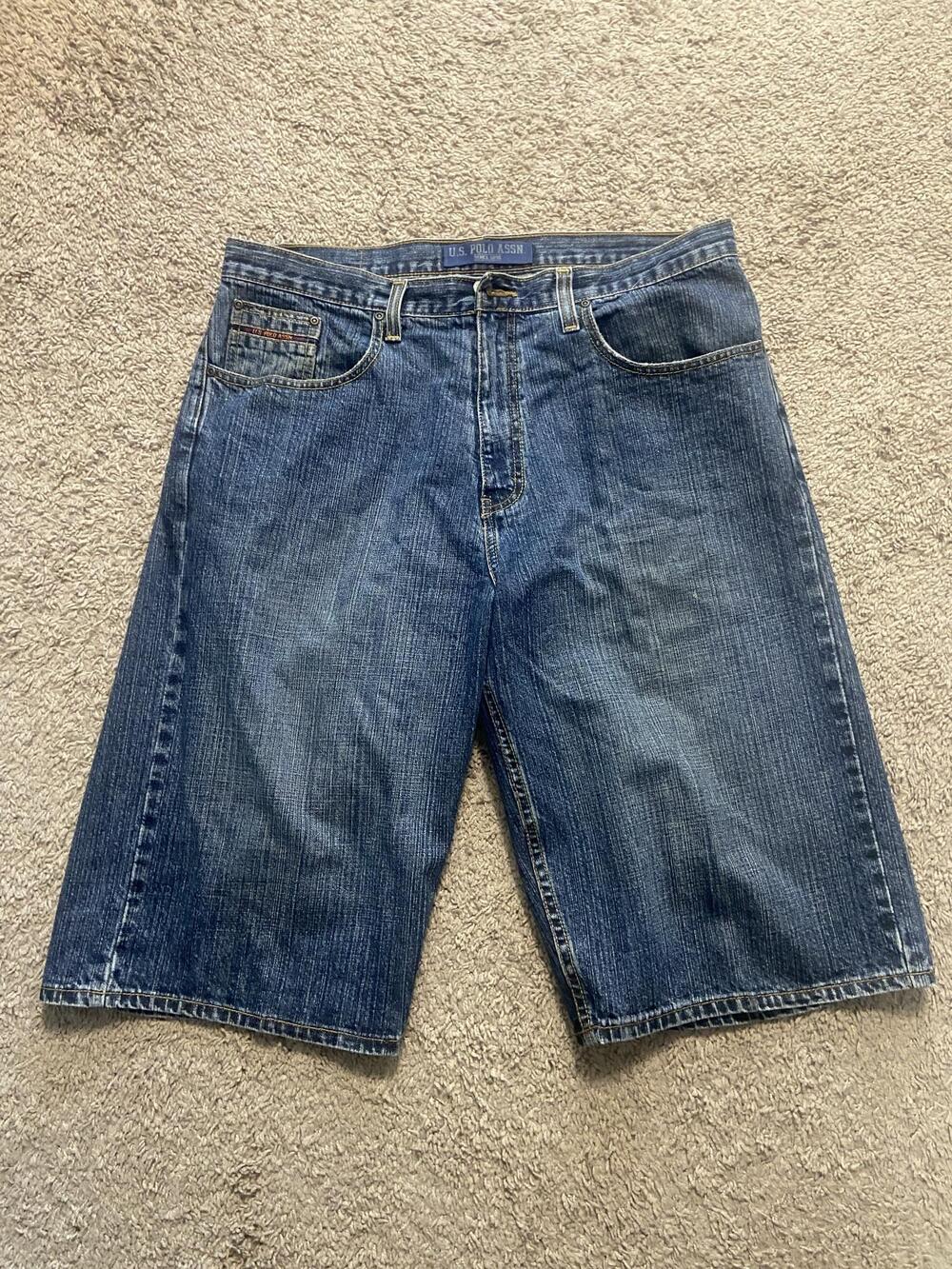U.S. Polo Assn Shorts Mens 36 Blue Denim Regular Fit Bermuda 5 Pocket Casual